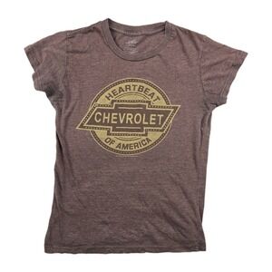 Chevrolet Heartbeat of America Short Sleeve Knit Shirt Brown Women's Size Large